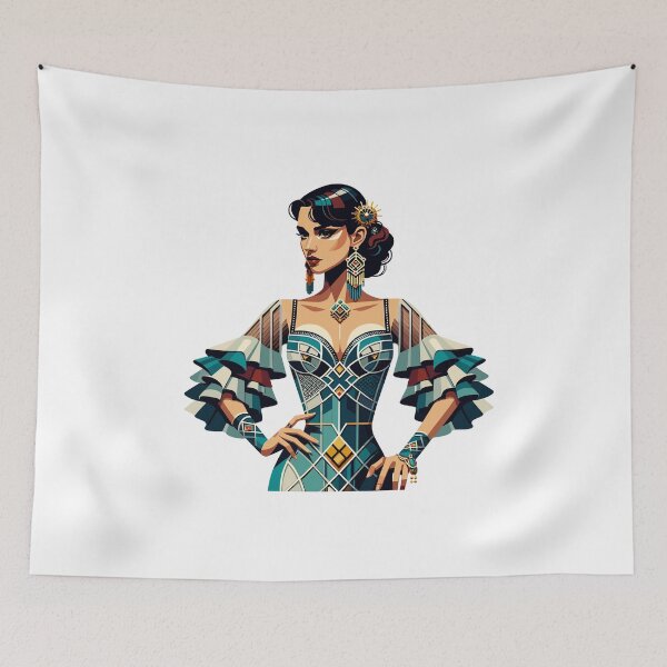 Item preview, Art Deco Flamenco Dancer – Elegant Spanish Dance Illustration designed and sold by CyfroweMysli.