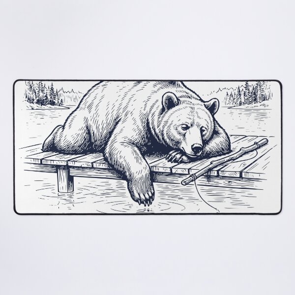 Item preview, Lazy Bear Fishing Shirt – Line Can Wait Just Watching The Water Move – Vintage Engraving Bear Fisherman Design designed and sold by TeeVerse27.