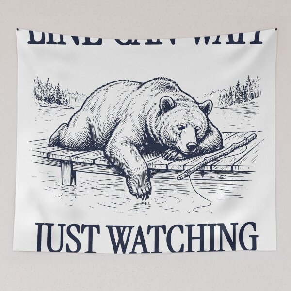Item preview, Lazy Bear Fishing Shirt – Line Can Wait Just Watching The Water Move – Vintage Engraving Bear Fisherman Design designed and sold by TeeVerse27.