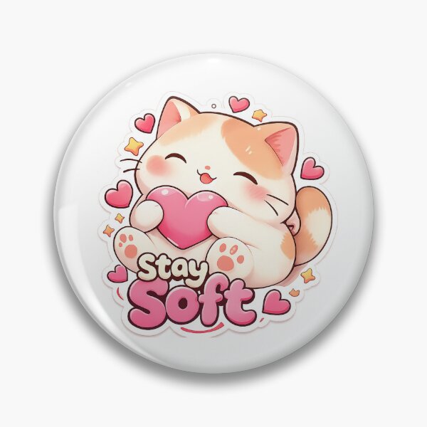 Item preview, Stay Soft Cute Kawaii Cat Holding Heart Pastel Aesthetic designed and sold by inaveed.