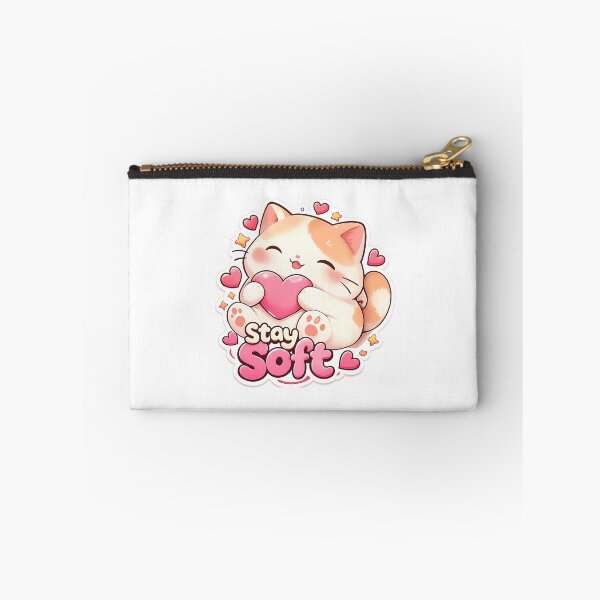 Item preview, Stay Soft Cute Kawaii Cat Holding Heart Pastel Aesthetic designed and sold by inaveed.