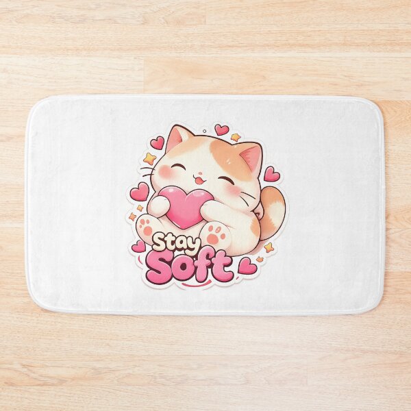 Item preview, Stay Soft Cute Kawaii Cat Holding Heart Pastel Aesthetic designed and sold by inaveed.