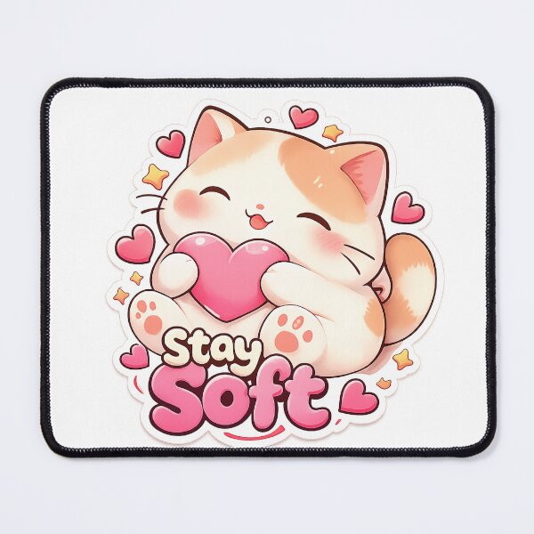 Item preview, Stay Soft Cute Kawaii Cat Holding Heart Pastel Aesthetic designed and sold by inaveed.