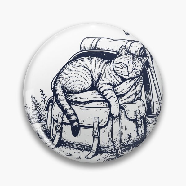Item preview, Catching My Breath Cat Hiking Shirt – Funny Tired Hiker Cat – Vintage Engraving Outdoor Animal Design designed and sold by TeeVerse27.