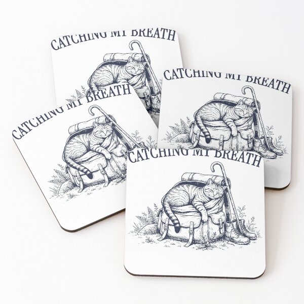 Item preview, Catching My Breath Cat Hiking Shirt – Funny Tired Hiker Cat – Vintage Engraving Outdoor Animal Design designed and sold by TeeVerse27.