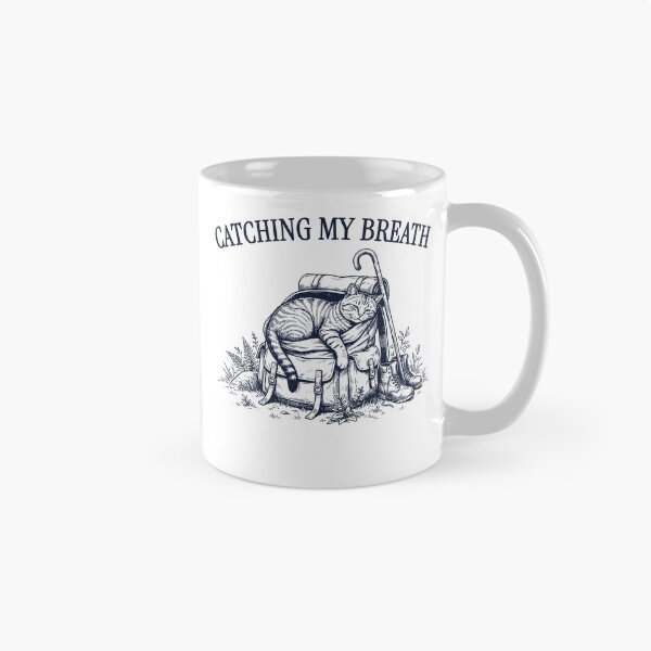 Item preview, Catching My Breath Cat Hiking Shirt – Funny Tired Hiker Cat – Vintage Engraving Outdoor Animal Design designed and sold by TeeVerse27.