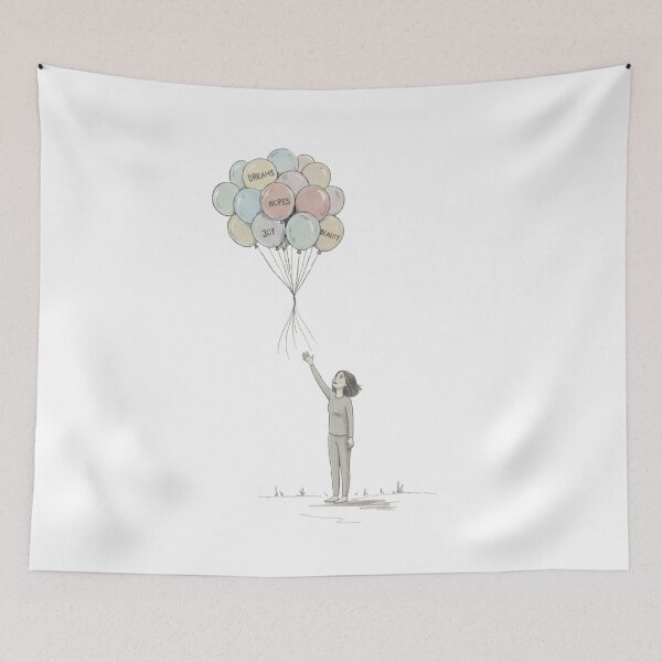 Item preview, Letting Go of Dreams – Minimalist Nihilist Balloon Illustration designed and sold by basakarmagan.