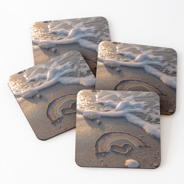 Item preview, Rainbow Heart And Seashell In Beach Sand designed and sold by chase-thewave.