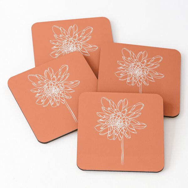Item preview, Dahlia Flower, Line Drawing Symmetric Minimalist Aesthetic Natural Design Orange Coral designed and sold by SWSandraWechner.