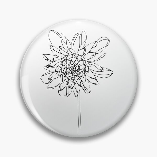 Item preview, Dahlia Flower, Line Drawing Symmetric Minimalist Aesthetic Natural Design designed and sold by SWSandraWechner.