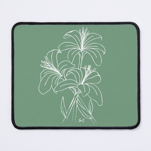 Item preview, Bouquet of 3 Lily Flowers, Line Drawing Symmetric Minimalist Aesthetic Natural Design Mint Green designed and sold by SWSandraWechner.