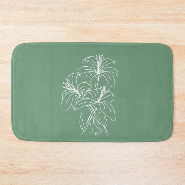 Item preview, Bouquet of 3 Lily Flowers, Line Drawing Symmetric Minimalist Aesthetic Natural Design Mint Green designed and sold by SWSandraWechner.