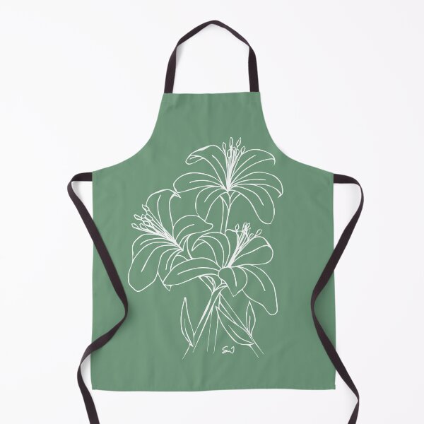 Item preview, Bouquet of 3 Lily Flowers, Line Drawing Symmetric Minimalist Aesthetic Natural Design Mint Green designed and sold by SWSandraWechner.