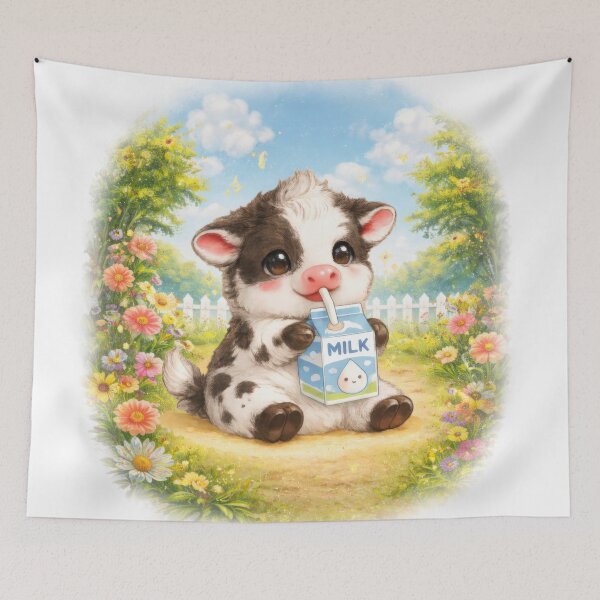 Item preview, Cute Cow Drinking Milk Sticker designed and sold by jgvisualarts.