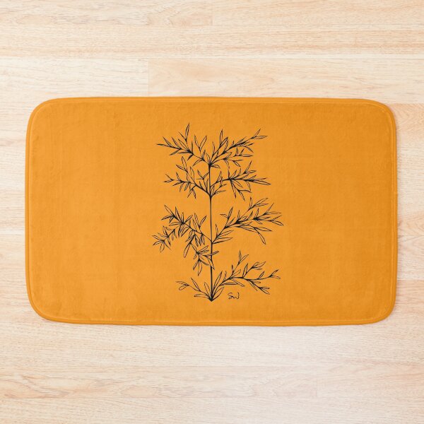 Item preview, Bamboo Line Drawing Symmetric Minimalist Aesthetic Natural Design Yellow Mustard designed and sold by SWSandraWechner.