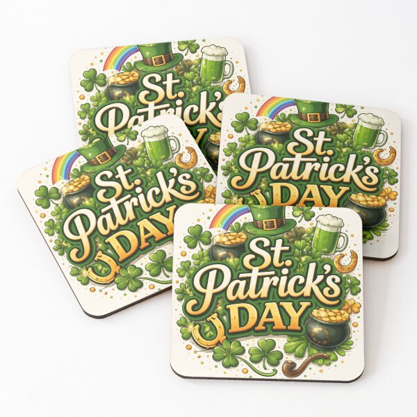 Item preview, St Patrick's Day Lucky Shamrock Leprechaun Hat Rainbow Pot of Gold T-Shirt Design designed and sold by LatestDesign95.