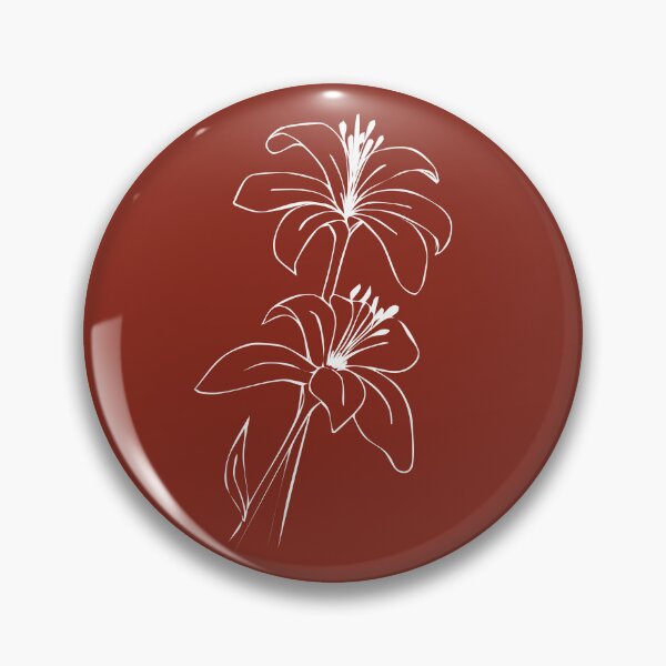 Item preview, Bouquet of 2 Lily Flowers, Line Drawing Symmetric Minimalist Aesthetic Natural Design Rusty Red designed and sold by SWSandraWechner.