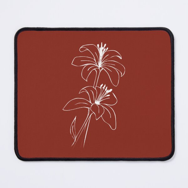Item preview, Bouquet of 2 Lily Flowers, Line Drawing Symmetric Minimalist Aesthetic Natural Design Rusty Red designed and sold by SWSandraWechner.