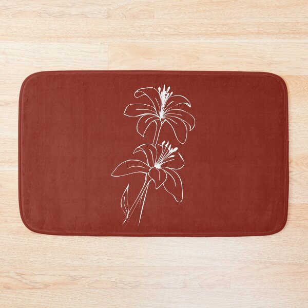 Item preview, Bouquet of 2 Lily Flowers, Line Drawing Symmetric Minimalist Aesthetic Natural Design Rusty Red designed and sold by SWSandraWechner.