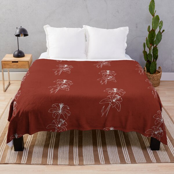 Item preview, Bouquet of 2 Lily Flowers, Line Drawing Symmetric Minimalist Aesthetic Natural Design Rusty Red designed and sold by SWSandraWechner.