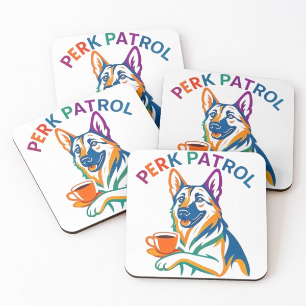 Item preview, German Shepherd Drinking Coffee: Perk Patrol designed and sold by The Coffee Critters.