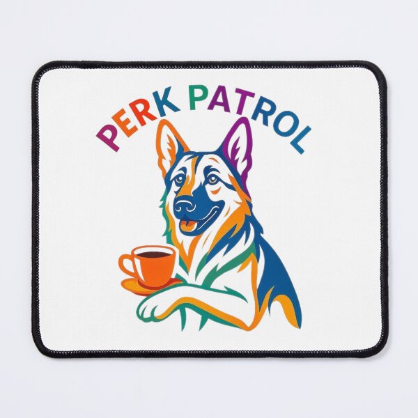 Item preview, German Shepherd Drinking Coffee: Perk Patrol designed and sold by The Coffee Critters.