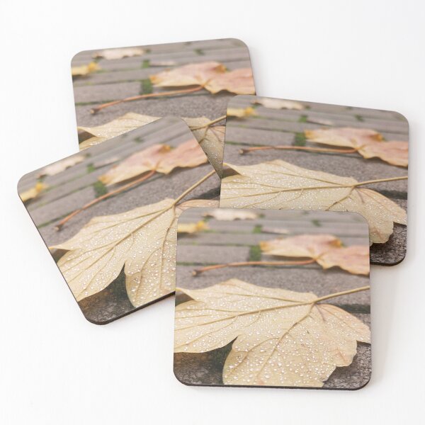 Item preview, Autumn Leaf with Dew Drops - Nostalgic Fall Nature Photography designed and sold by Kainicram.