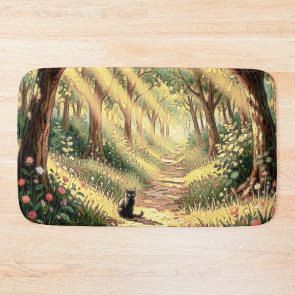 Item preview, Black Cat Along Forest Path designed and sold by coribeth.