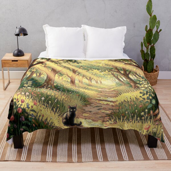 Item preview, Black Cat Along Forest Path designed and sold by coribeth.