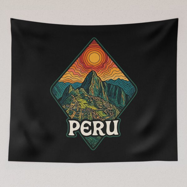 Item preview, Peru Machu Picchu Retro Trippy Art Travel designed and sold by TomFrontierArt.