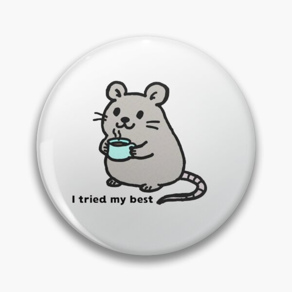 Item preview, “I Tried My Best” Rat with Coffee | Funny Tired Mouse Meme Sticker | Cute Doodle Animal designed and sold by MartynaMakes.