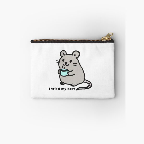 Item preview, “I Tried My Best” Rat with Coffee | Funny Tired Mouse Meme Sticker | Cute Doodle Animal designed and sold by MartynaMakes.
