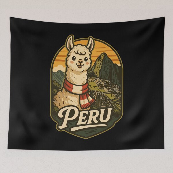 Item preview, Peru Cute Llama Retro Vintage Travel designed and sold by TomFrontierArt.