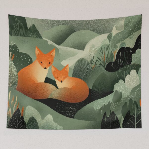 Item preview, Foxes resting in green hills designed and sold by anytka.
