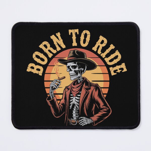 Item preview, Born To Ride Skeleton Cowboy – Vintage Western Biker Skull designed and sold by HubCreates.