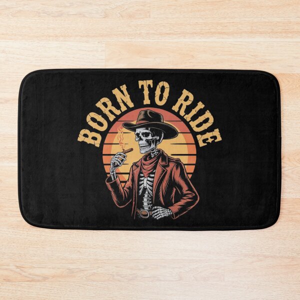 Item preview, Born To Ride Skeleton Cowboy – Vintage Western Biker Skull designed and sold by HubCreates.