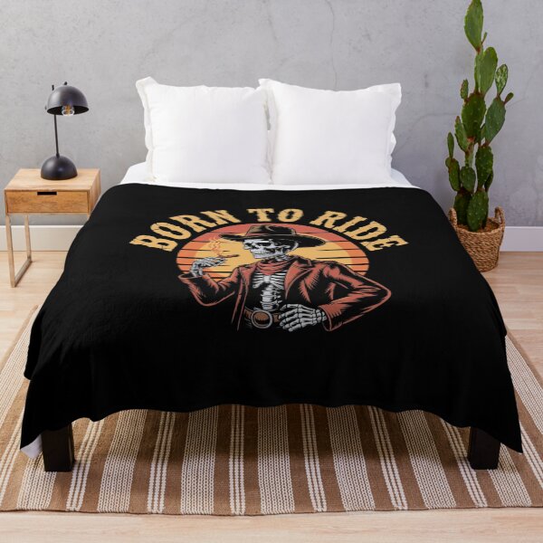 Item preview, Born To Ride Skeleton Cowboy – Vintage Western Biker Skull designed and sold by HubCreates.