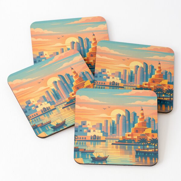 Item preview, Doha - Postcard Illustration  designed and sold by MatthewHeights.