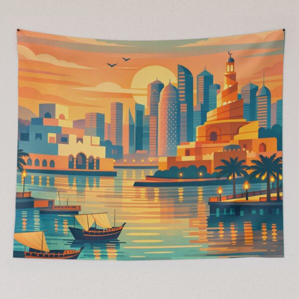 Item preview, Doha - Postcard Illustration  designed and sold by MatthewHeights.