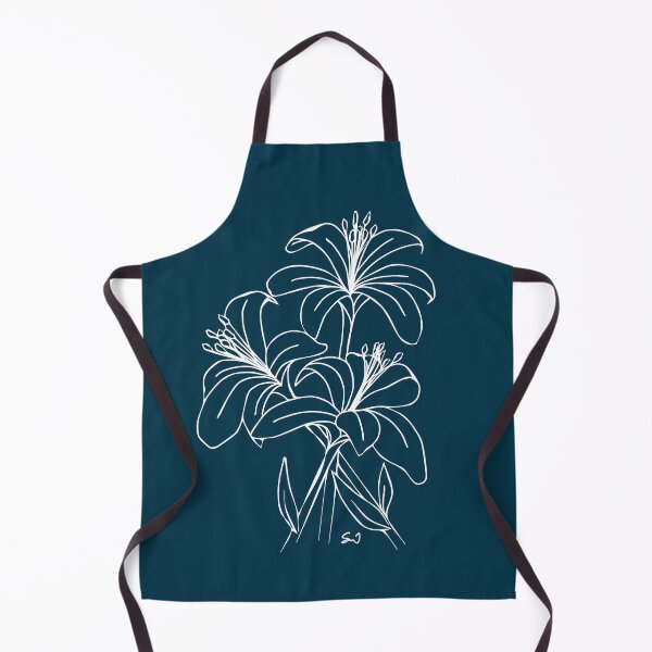 Item preview, Bouquet of 3 Lily Flowers, Line Drawing Symmetric Minimalist Aesthetic Natural Design Midnight Blue designed and sold by SWSandraWechner.