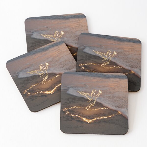 Item preview, Glowing Angel And Heart In Beach Sand designed and sold by chase-thewave.