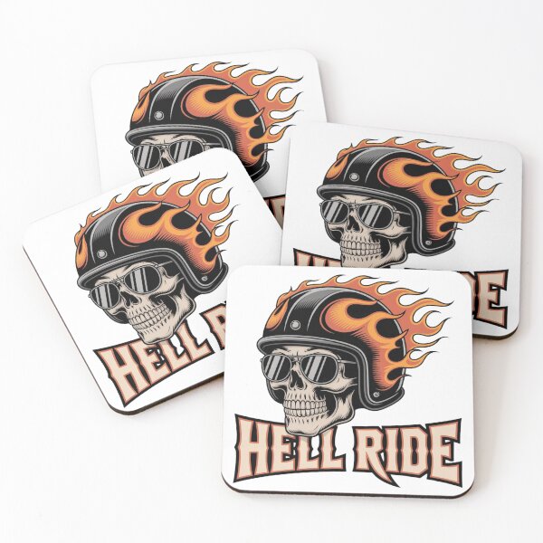 Item preview, Hell Ride Flaming Skull Biker – Vintage Motorcycle Rider Design designed and sold by HubCreates.