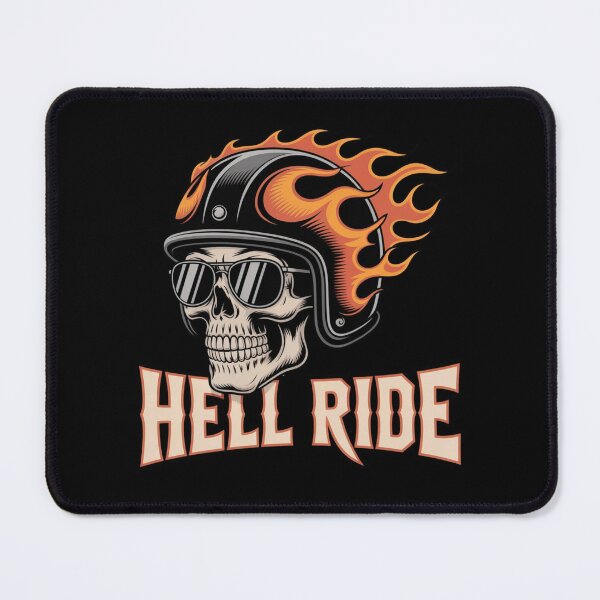 Item preview, Hell Ride Flaming Skull Biker – Vintage Motorcycle Rider Design designed and sold by HubCreates.