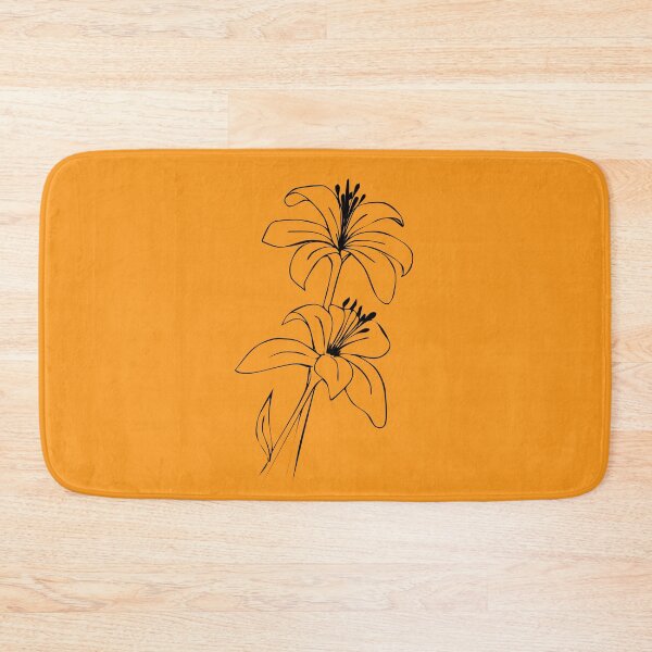 Item preview, Bouquet of 2 Lily Flowers, Line Drawing Symmetric Minimalist Aesthetic Natural Design Yellow Mustard designed and sold by SWSandraWechner.