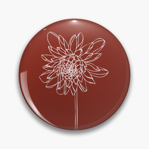 Item preview, Dahlia Flower, Line Drawing Symmetric Minimalist Aesthetic Natural Design Rusty Red designed and sold by SWSandraWechner.