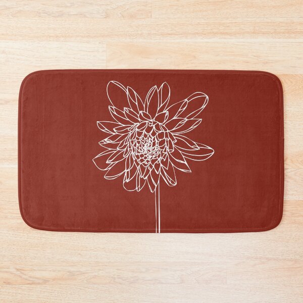 Item preview, Dahlia Flower, Line Drawing Symmetric Minimalist Aesthetic Natural Design Rusty Red designed and sold by SWSandraWechner.