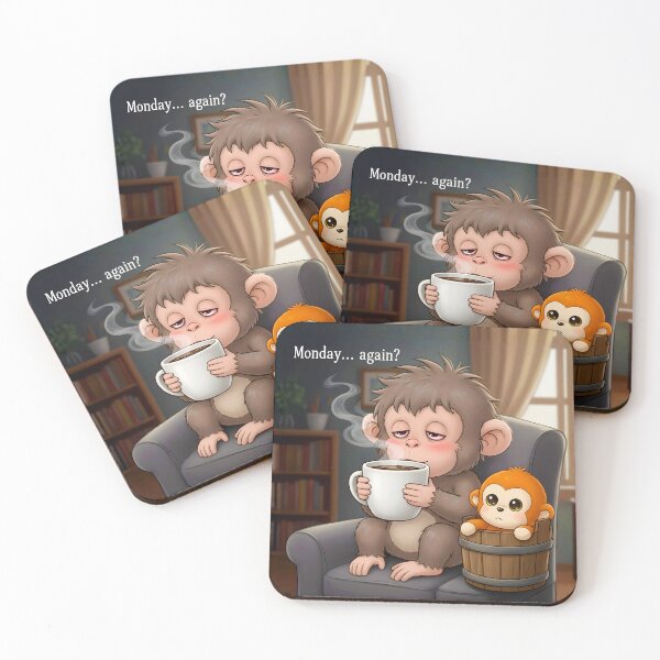 Item preview, Monday Morning Mood Punch Monkey Coffee Lover designed and sold by Oddly Blessed.
