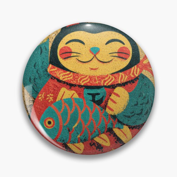 Item preview, Happy cat figure holding fish designed and sold by anytka.