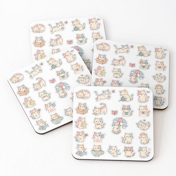 Item preview, Kawaii Cat Sticker Pack - 20 Cute Pastel Cats Sticker Sheet designed and sold by WowDezign.