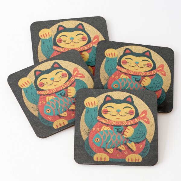 Item preview, Happy cat figure holding fish designed and sold by anytka.